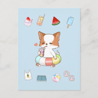Zomertijd Blijf Koel Mochi Zwemmen Zomerartikelen Briefkaart