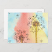 Zomertijd Dandelion Fluffs Briefkaart (Voorkant / Achterkant)