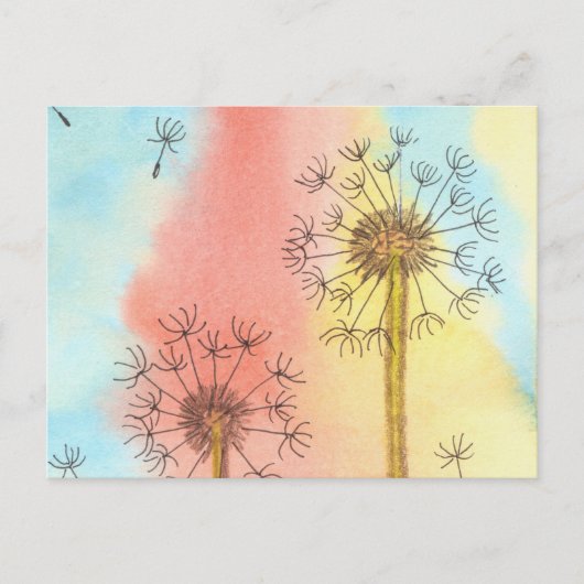 Zomertijd Dandelion Fluffs Briefkaart (Voorkant)