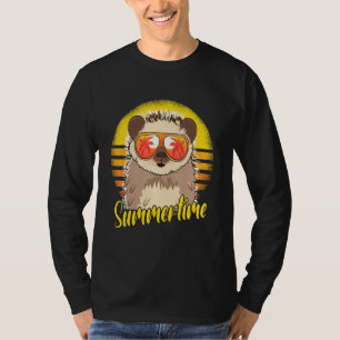 Zomertijd Egel Retro Zonsondergang Strand Vakantie T-shirt