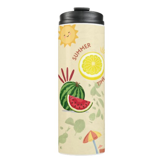Zomertijd fruit tumbler | Leuke citroen en waterme Thermosbeker (Voorkant)