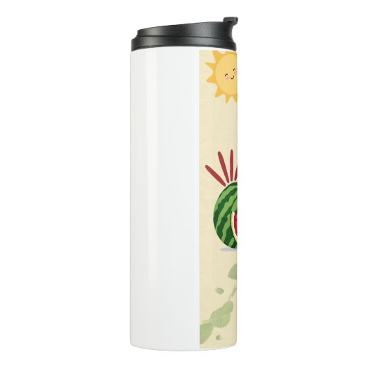 Zomertijd fruit tumbler | Leuke citroen en waterme Thermosbeker (Gedraaid links)