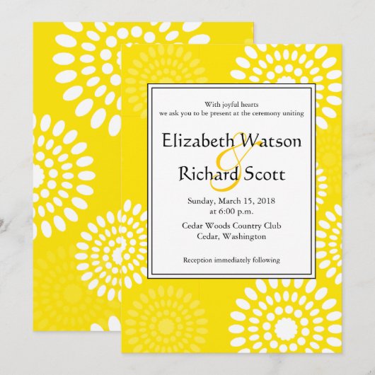 Zomertijd gele bloemen bruiloft uitnodiging (Voorkant / Achterkant)