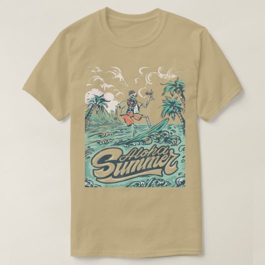 zomertijd Hallo zomervakantie met het skelet T-shirt (Design voorkant)