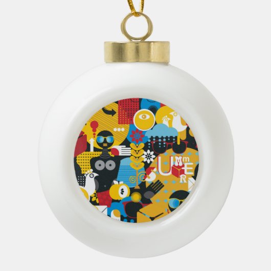 zomertijd keramische bal ornament (Voorkant)