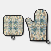 Zomertijd Leuk Ocean Spray Splatter Abstracte Kuns Ovenwant & Pannenlap Set (Voorkant)