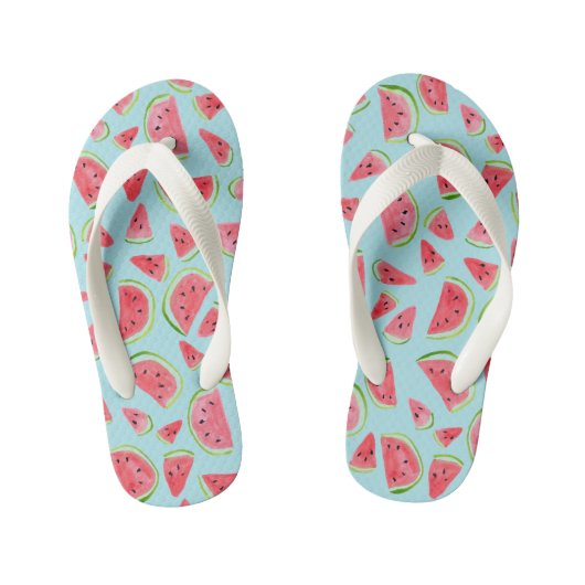 Zomertijd Leuk Roze Blauw Watermeloen Patroon Kinder Teenslippers (Voetbed)