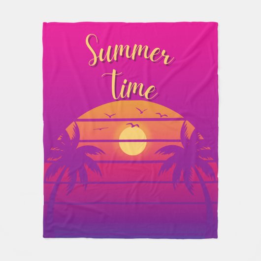 Zomertijd Ombre Roze Paarse Fleece Deken (Voorkant)