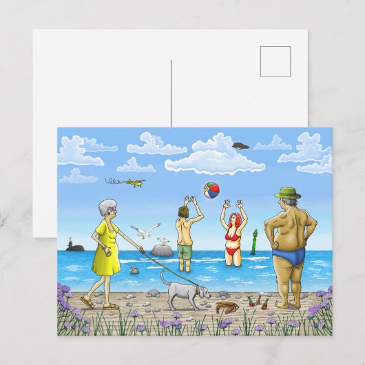 Zomertijd op het strand briefkaart (Voorkant / Achterkant)