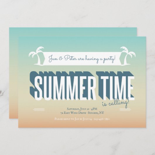 Zomertijd Radiant uitnodiging (Voorkant / Achterkant)