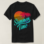 Zomertijd Retro 80s Beach Scene met Palm Trees T-shirt (Design voorkant)