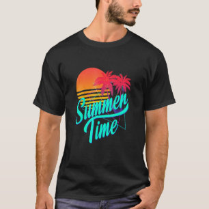 Zomertijd Retro 80s Beach Scene met Palm Trees T-shirt