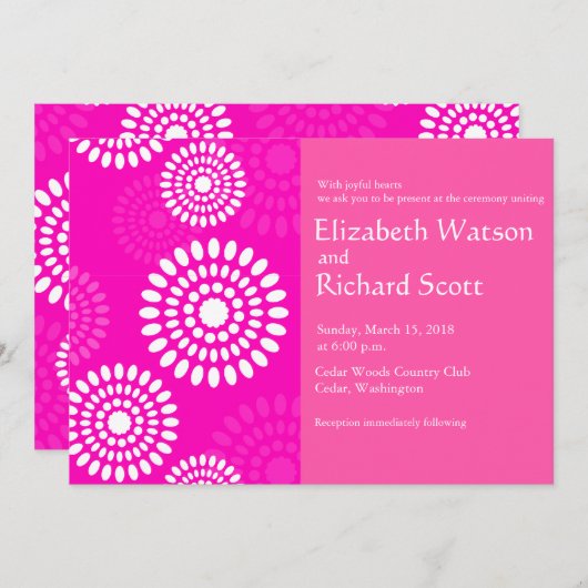 Zomertijd roze bruiloft uitnodiging (Voorkant / Achterkant)