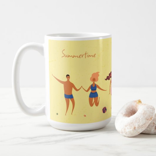 Zomertijd strandfeest leuke thee koffiemok (Met donut)