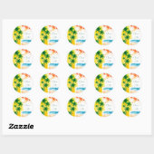“Zomertijd” strandontwerp Ronde Klok Sticker (Vel)