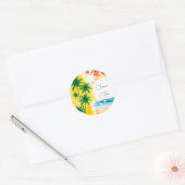 “Zomertijd” strandontwerp Ronde Klok Sticker (Envelop)