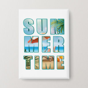 Zomertijd tekst met grote letters strand-23430 button