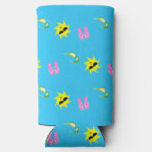 Zomertijd thema blauw seltzer blikjeskoeler (Achterkant)