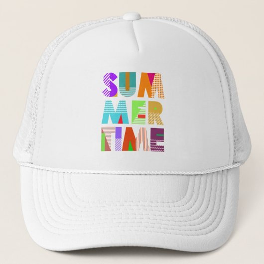 Zomertijd Typografie Grafisch Trucker Hat Pet (Voorkant)