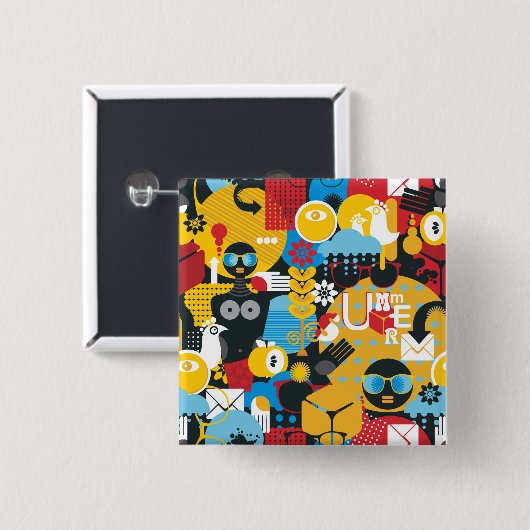 zomertijd vierkante button 5,1 cm (Voorkant /achterkant)