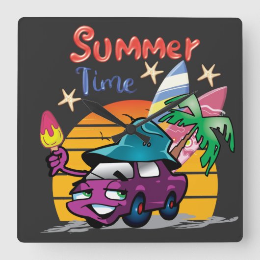 zomertijd vierkante klok (Voorkant)