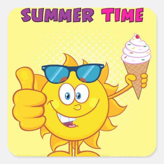 zomertijd vierkante sticker (Voorkant)