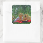 zomertijd vierkante sticker (Tas)