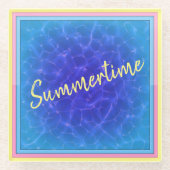 Zomertijd Water thema pastel ingelijst Modern Glazen Onderzetter (Voorkant)