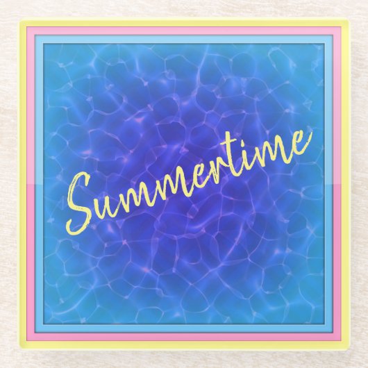 Zomertijd Water thema pastel ingelijst Modern Glazen Onderzetter (Voorkant)