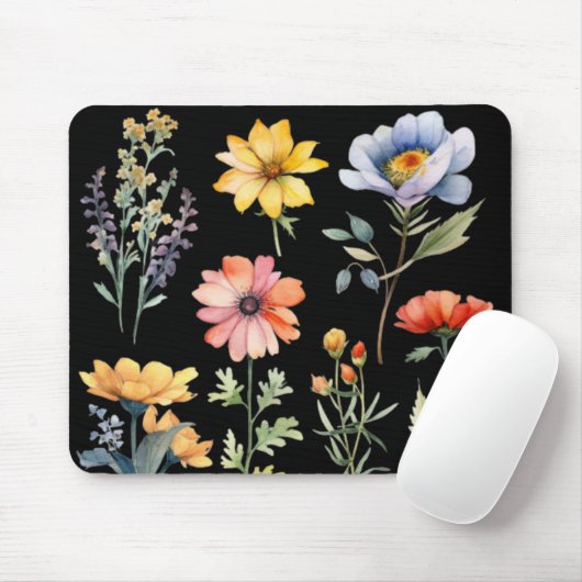 Zomertijd Wilde Bloemen Mousepad Muismat (Met muis)