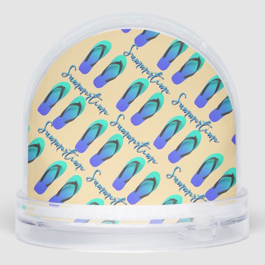 Zomertijd Zomertijd Blauwe Slippers Sneeuwbol (Achterkant)