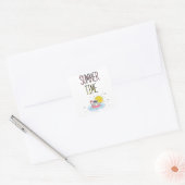 Zomertijd Zwart Vierkante Sticker (Envelop)