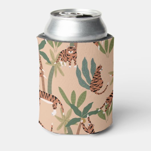 Zomertijgers Palmbomen Exotisch Blikjeskoeler (Blikje Achterkant)