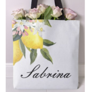 ZOMERTOUTE MET CITROENEN AAN DE ACHTERKANT TOTE BAG