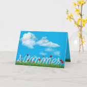 Zomertouw ontwerp met klaprozen kaart (Gele Bloem)