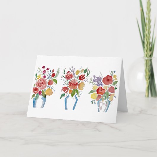 Zomertrio- Bloemen 5x7 Blank Wenskaart Kaart (Voorkant)