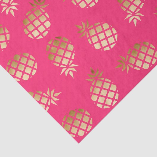 Zomertropisch goud en roze ananananaspatroon tissuepapier (Detail)