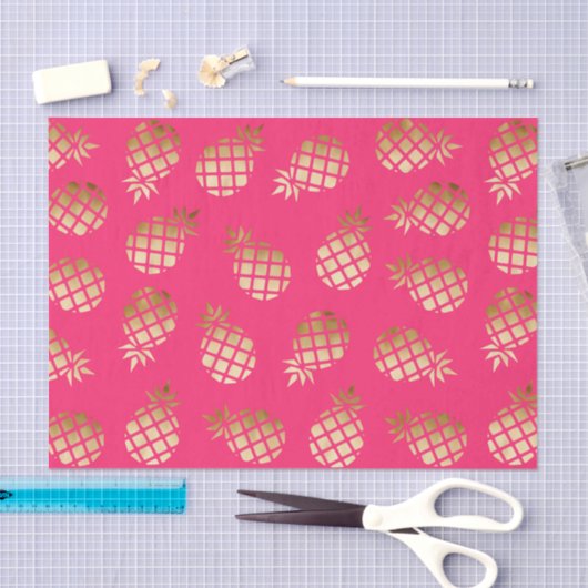 Zomertropisch goud en roze ananananaspatroon tissuepapier (Craft)
