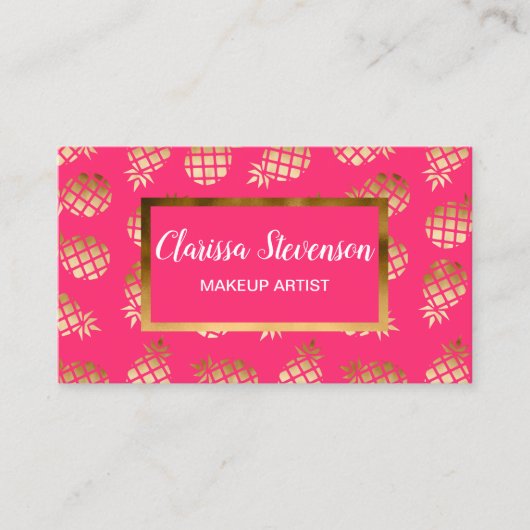 Zomertropisch goud en roze ananananaspatroon visitekaartje (Voorkant)