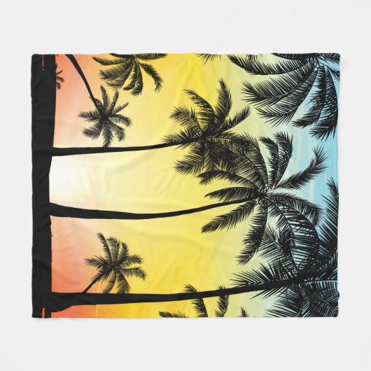 Zomertropische bomen fleece deken (Voorkant (Horizontaal))