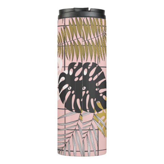 Zomertropische palmbladeren patroon thermosbeker (Achterkant)