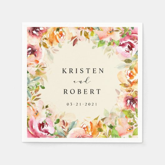 Zomertuin Bloemen Elegante bruiloft Servet (Voorkant)