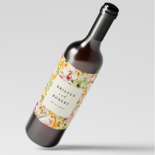 Zomertuin Bloemen Elegante bruiloft Wijn Etiket