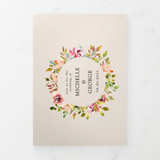 Zomertuin Bloemen Tri-Fold bruiloft uitnodiging (Cover)