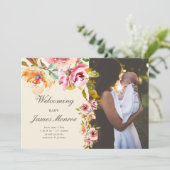 zomertuin bloemengeboorte aankondiging Fotokaart (Staand voorkant)