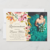 zomertuin bloemenquinceanera Foto uitnodiging (Voorkant)