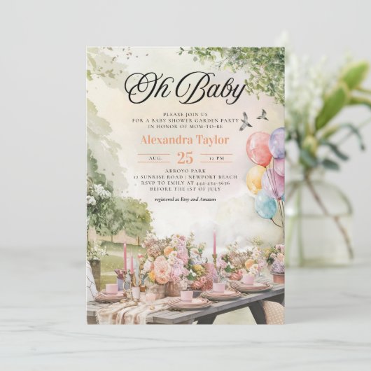Zomertuin Elegant Rustiek Neutraal Baby shower Kaart (Staand voorkant)