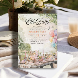 Zomertuin Elegant Rustiek Neutraal Baby shower Kaart