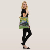 Zomertuin met pauw canvas tas (Op model)