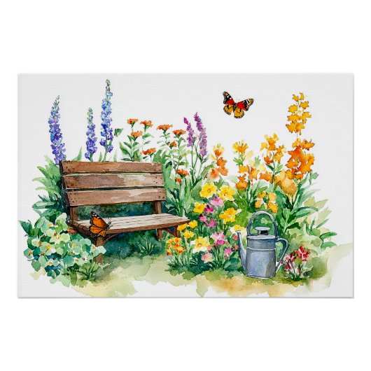 Zomertuin met vlinders perfect poster (Voorkant)